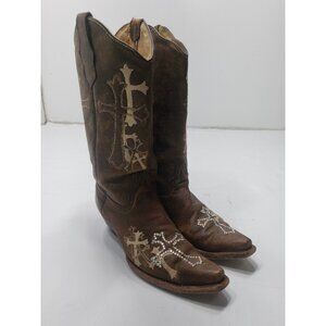 Circle G Women's L5038 Western Boot Crosses Embroidered Snip Toe Size 10 M